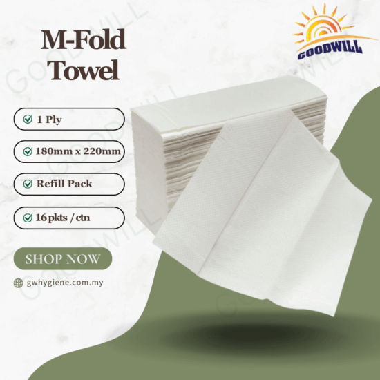 1 PLY M-Fold Towel Virgin Pulp 180mm x 220mm x 16pkts 1 PLY M-Fold Towel Virgin Pulp 180mm x 220mm x 16pkts