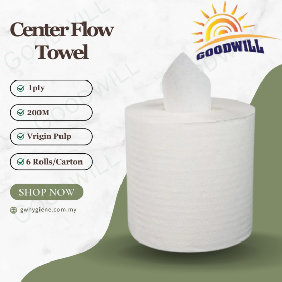 1PLY Center Flow Towel (Virgin Pulp) 200M 1ply-center-flow-towel-virgin-pulp-200m