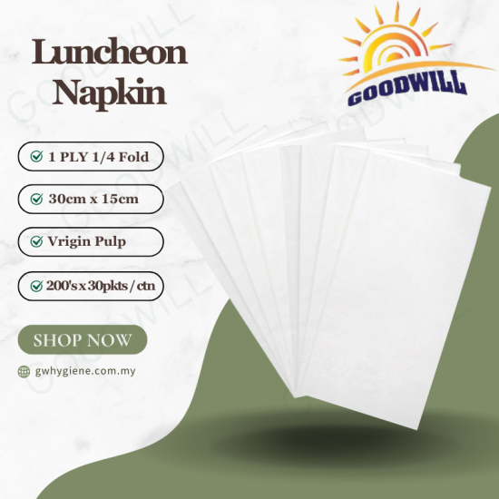 1PLY Luncheon Napkin 30x30cm 1/8 Fold (30pkts/ctn) 1ply-luncheon-napkin-30x15cm-1-4-fold