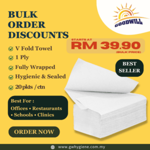 1PLY V-Fold Hand Towel 190mm x 180mm | Virgin Pulp, Fully Wrapped