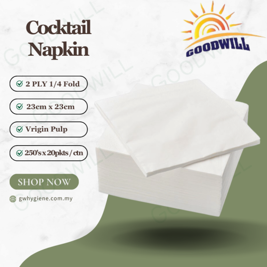 2PLY Cocktail Napkin Vrigin Pulp 2PLY Cocktail Napkin Vrigin Pulp