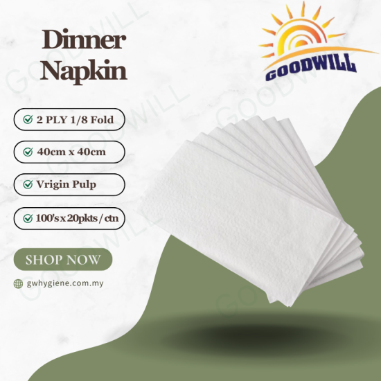 2PLY Dinner Napkin Vrigin Pulp 1 8 Fold 40cm x 40cm 2PLY Dinner Napkin Vrigin Pulp 1 8 Fold 40cm x 40cm
