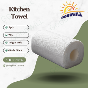 2PLY KitchenTowel (Virgin Pulp) 70's x 6 Rolls Per Pack