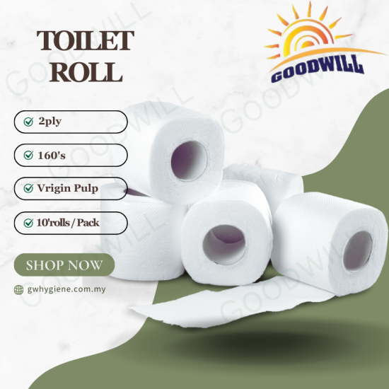 2PLY Toilet Roll Virgin Pulp 160's 10'rolls 2PLY Toilet Roll Virgin Pulp 160's 10'rolls