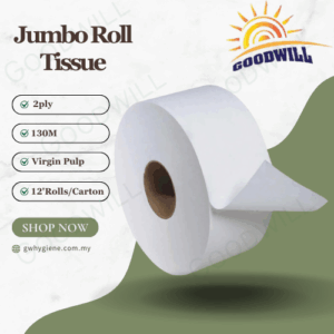 2-Ply Jumbo Roll Tissue Virgin Pulp 130M