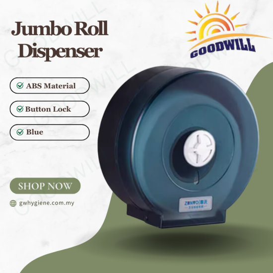 Jumbo Roll Dispenser Blue ABS Material With Button Lock Jumbo Roll Dispenser Blue ABS Material With Button Lock