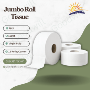 Jumbo Tissue Roll 2PLY Virgin Pulp 150M