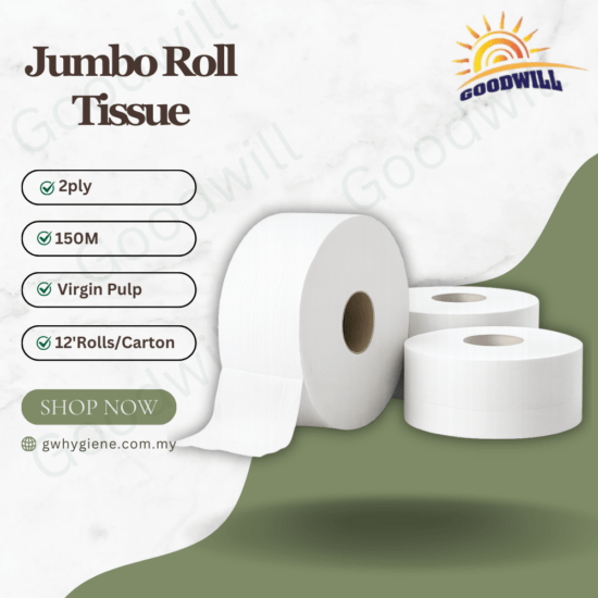 Jumbo Tissue Roll 2PLY Virgin Pulp 150M