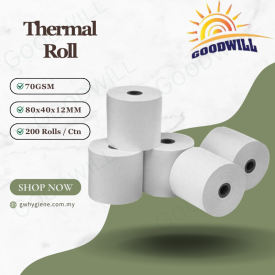 Thermal Roll 80 x 40 x 12 x 200'Rolls Thermal Roll 80 x 40 x 12 x 200'Rolls