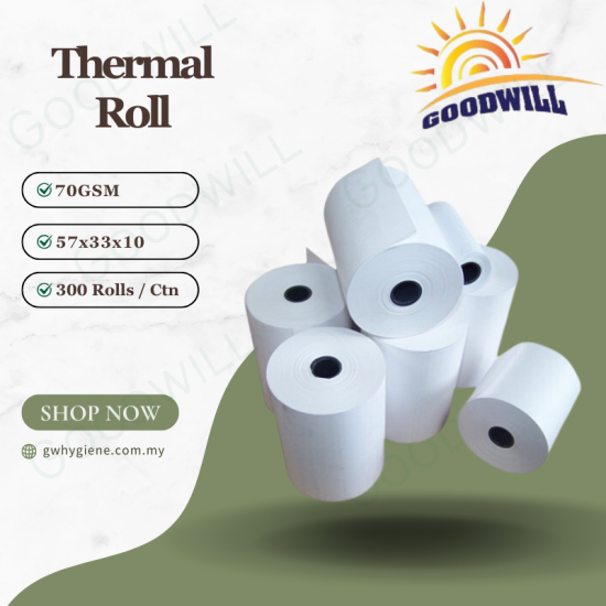 Thermal Roll Coreless 57 x 33 x 10 x 300'Rolls Thermal Roll Coreless 57 x 33 x 10 x 300'Rolls
